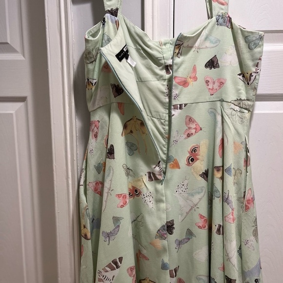 Slate & Stone Green A-Line Butterfly Print Sundress Sweetheart Neckline Size 12 - Picture 5 of 7